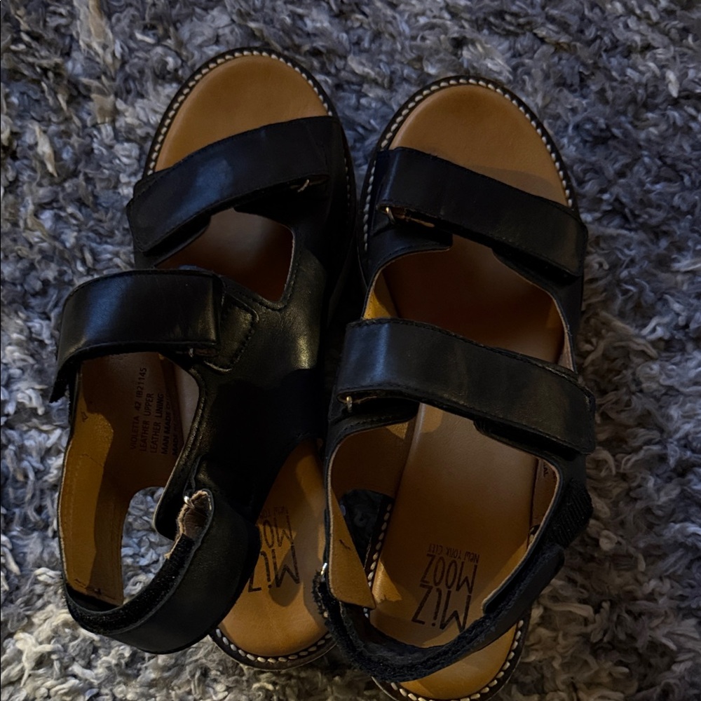 Miz Mooz Black and Tan Leather Sandals